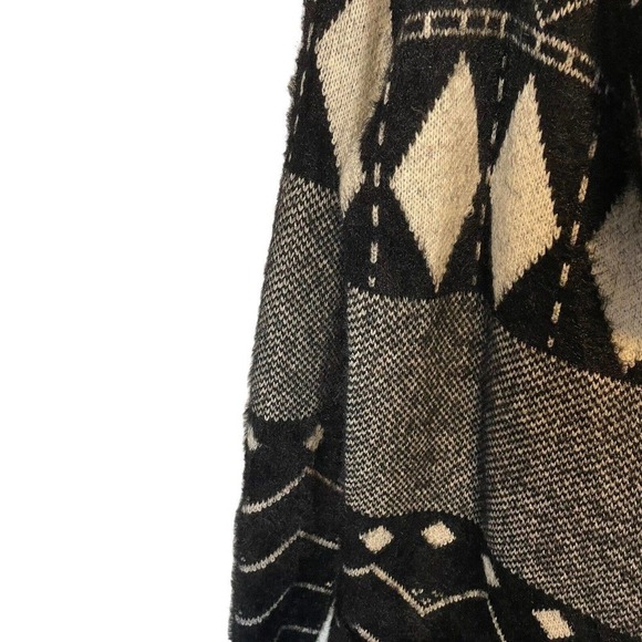 Renuar Women Sweater Size S /P Open Front Cardigan Geometric Black & White Knit - Picture 9 of 10